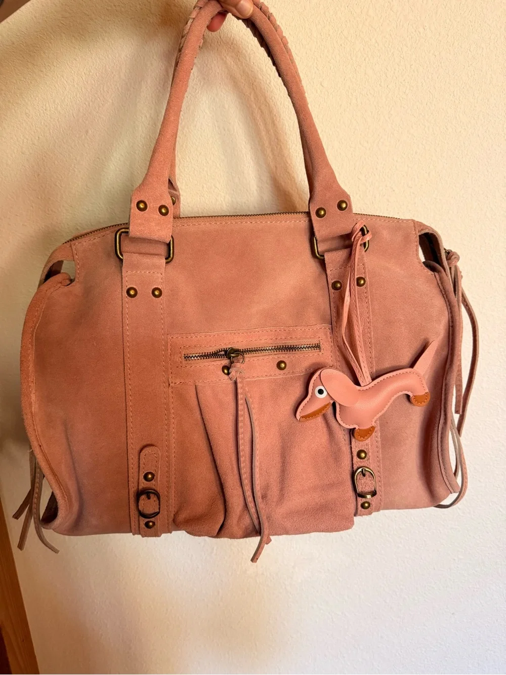 Everyday Blush Tote Bag with Fringe Detail